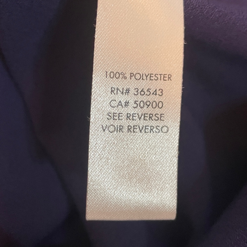 Calvin Klein Women Large Navy Purple Button Down L/S Roll Tab Blouse Top - Picture 12 of 12